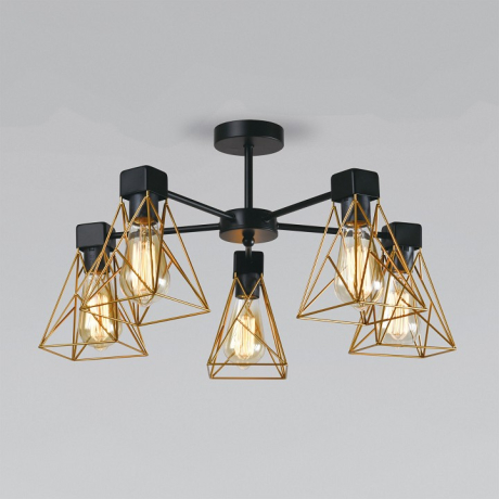 Люстра на штанге Eurosvet Trappola 70107/5 черный/латунь 