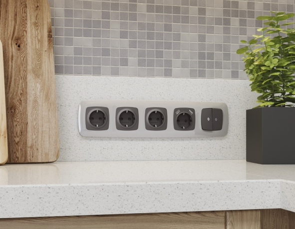 Лицевая панель OMEGA (Графит Мягкое касание) для 2-клавишных выключателей с подсветкой QUANT OP9040 