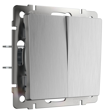Выключатель двухклавишный без рамки Werkel серебряный рифленый W1122009