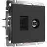 ТВ-розетка и розетка Ethernet RJ-45 без рамки Werkel черный матовый W1181308