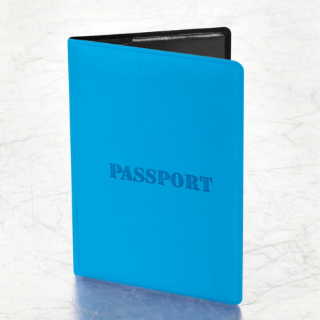 Нарушена упаковка!  <709883> Обложка для паспорта, мягкий полиуретан, "PASSPORT", голубая, STAFF, 238405 (238405)