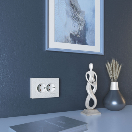 Рамка для двойной розетки Werkel Hammer белый W0082401