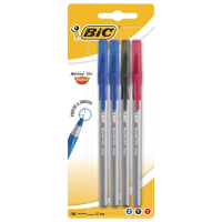 Нарушена упаковка!  <375858> Ручки шариковые с грипом BIC "Round Stic Exact", НАБОР 4 шт./3 ЦВЕТА (синий, черный, красный), линия письма 0,28 мм, блистер, 932858 (143979)