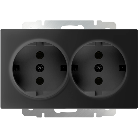 Розетка двойная с заземлением (черный матовый) Werkel W1172008