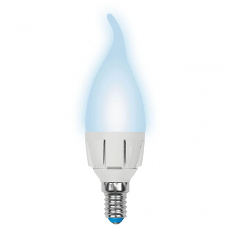 Лампа светодиодная E14 7W 4000K (Белый свет) свеча на ветру матовая Uniel Яркая LED-CW37 7W/NW/E14/FR PLP01WH картон (UL-00002415) 