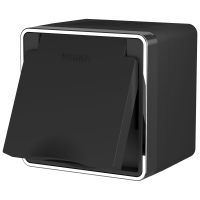 Розетка влагозащ. с зазем. с защит. крышкой и шторками Gallant (черный/хром) Werkel W5071235