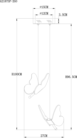 Подвесной светильник с бабочками Arte Lamp Darcy A2187SP-2GO 