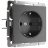 Розетка с заземлением, без рамки Werkel графит рифленый W1171004