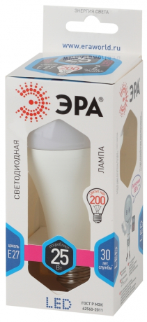 Лампа светодиодная ЭРА E27 25W 4000K матовая LED A65-25W-840-E27 Б0035335 