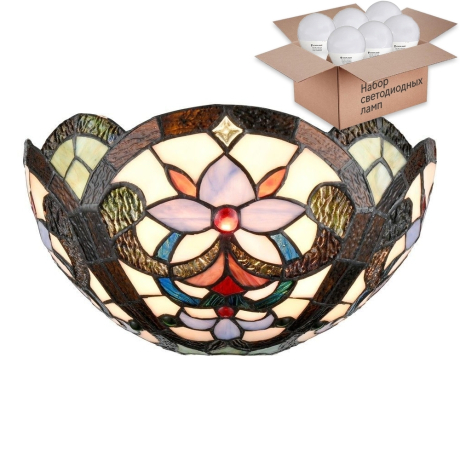Бра с лампочкой Velante Тиффани 826-801-01+Lamps E27 P45 