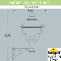 Светильник уличный настенный Fumagalli MIDIPILAR/Beppe P50.254.000.AXH27