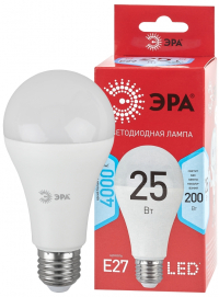 Лампа светодиодная ЭРА E27 25W 4000K матовая LED A65-25W-840-E27 R Б0048010