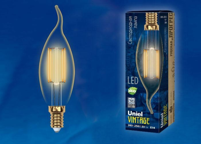Ретро лампа E14 5W 2250K (теплый) Vintage Uniel LED-CW35-5W-GOLDEN-E14 GLV21GO (UL-00002397) 