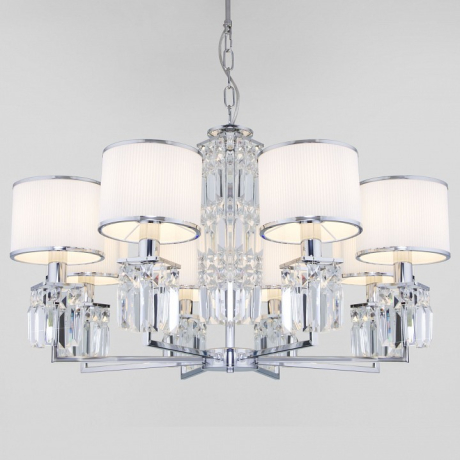 Подвесная люстра Eurosvet Zaffiro 10099/8 хром/прозрачный хрусталь Strotskis (новый абажур) 