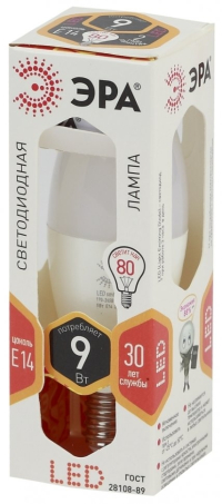 Лампа светодиодная ЭРА E14 9W 2700K матовая LED B35-9W-827-E14 Б0027969